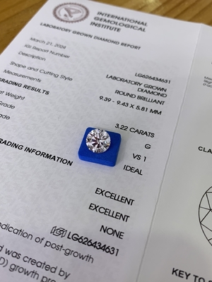 購入 3.23CT G VS1 3EX CVDラボ作成ダイヤモンド IGI証明書 LG626434631 online manufacture
