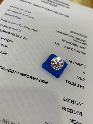 購入 3.16CT H VS2 3EX ラウンドカット CVD ラボダイヤモンド LG626434629 online manufacture