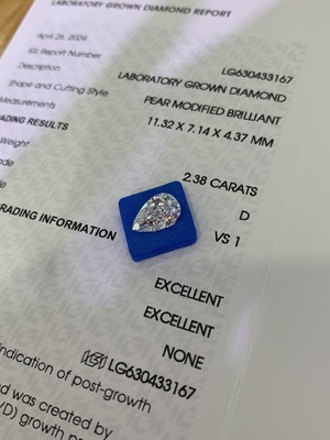 購入 2.38CT D VS1 2EX 合成ダイヤモンド ラボダイヤモンド 梨形 online manufacture