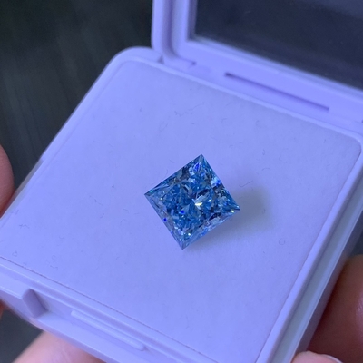 購入 3.2CT ファンシー インテンスブルー VS1 2EX CVD ラボ ダイヤモンドプリンセスカット online manufacture