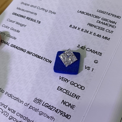 購入 3.42CT G VS1 EX VG CVD ラボ 成長したダイヤモンド プリンセスカット OEM ODM online manufacture
