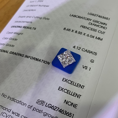 購入 4.12CT G VS1 2EX CVDラボ ジュエリー製造のためのプリンセスカットダイヤモンド online manufacture