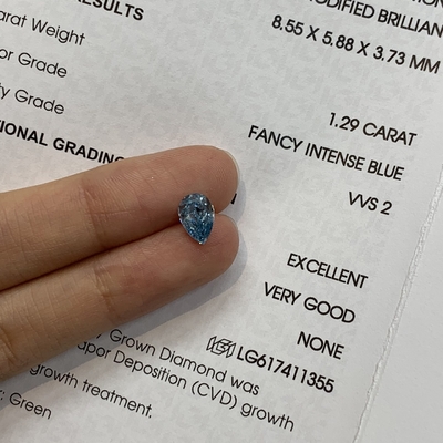 購入 1.29ct VVS2 ピアス形 ラボで作られた ダイヤモンド 豪華 鮮やかな青 online manufacture