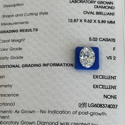 購入 5.02ct VS2 F 人工ダイヤモンド 実験室で栽培されたダイヤモンド オバルカット online manufacture