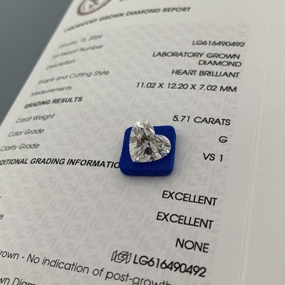 購入 5.71カラット VS1 G ラボ製造 ダイヤモンド ハート形 OEM ODM online manufacture