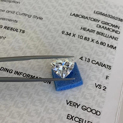 購入 4.13ct VS2 透明性 F色 実験室で育てた心臓 ダイヤモンド IGI認証 online manufacture