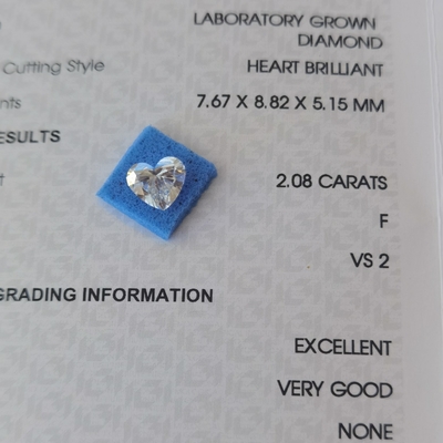 購入 2.08ct CVD 心形 実験室で育てたダイヤモンド VS2 F OEM ODM online manufacture