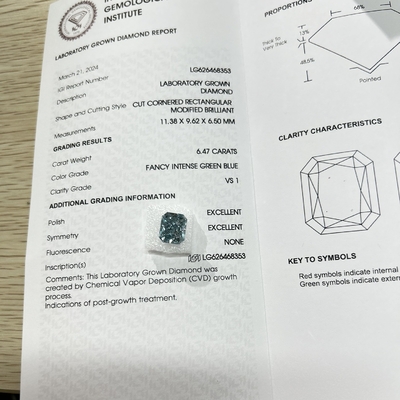 購入 VS1 6.47ct 研究室製 ブルーダイヤモンド 輝く形 HPHT 研究室製 華やかな濃いブルー online manufacture