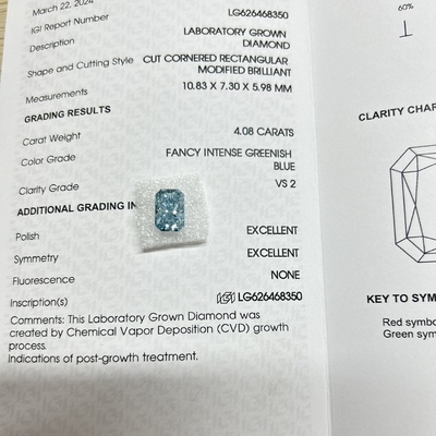 購入 4.08ct ブルーラボ ダイヤモンド 放射性切断 CVD ファンシー 緑色のブルー VS1 2EX N IGI online manufacture