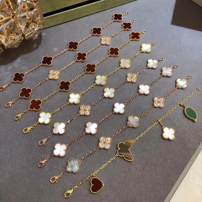 購入 18k マシッドゴールド ブレスレット 天然ダイヤモンド レプリカ ジュエリー VAN 四葉クローバー online manufacture
