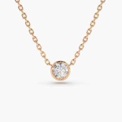 購入 18K 14K 10K 固金 透明性 CVD 丸切断 ベゼル ダイヤモンド ネックレス online manufacture