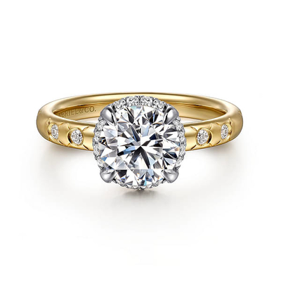 購入 18K 14K 10K マシッドゴールド カスタマイズされた ダイヤモンド・ハロ婚約指輪 online manufacture