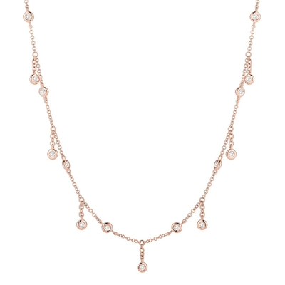 購入 18K マシッドゴールド 丸切りのベゼル 実験室で育ったダイヤモンド ネックレス online manufacture