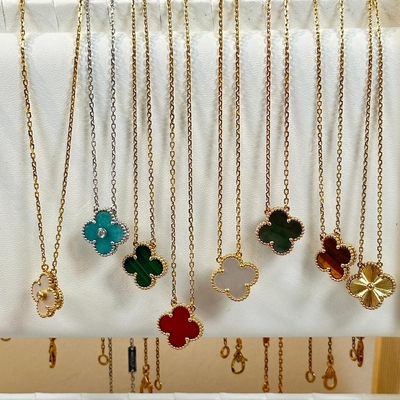 マラキット 宝石 18k 固金 ネックレス レプリカ 宝石 VAN 四葉クローバー ネックレス