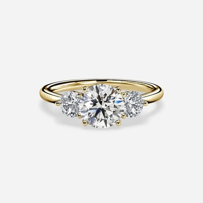 3 ストーンラボ成長ダイヤモンドリング 1 から 3ct 18K 14K 10K 9K PT